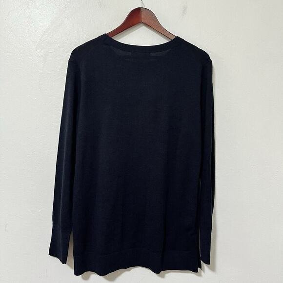 Banana Republic Men's Merino Extra Fine Wool Sweater Size L Navy Classic NEW - Picture 3 of 9